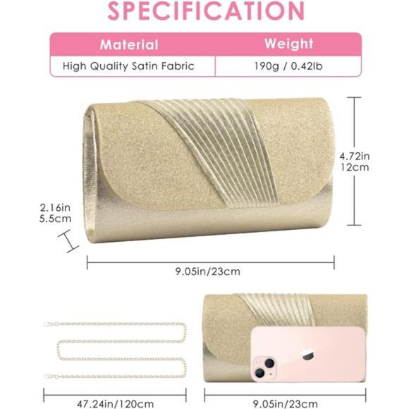 Clutch Purses Formal Party Clutch Bags Sparkling Shoulder Envelope Handbags - Picture 3 of 6